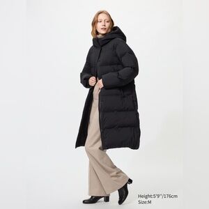 NWT Uniqlo Women Seamless Down Long Coat in 09 Black